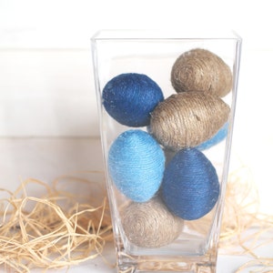 Rustic Easter Blue Eggs, Jute Twine Eggs, Spring Easter Decoration image 6