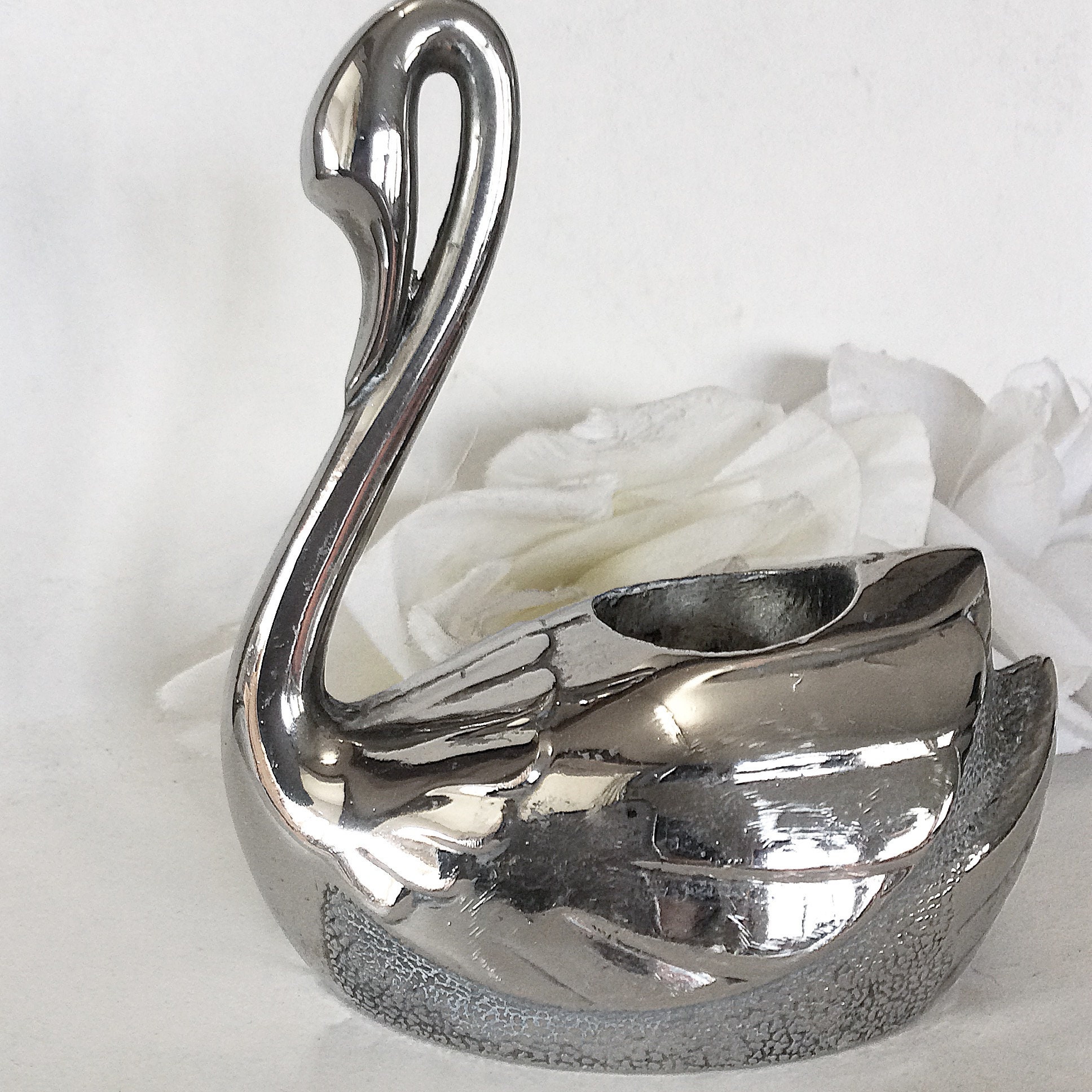 Silver Candle Holder Swan Candle Holder Vintage Candle Etsy