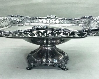 Large Ornate Cutwork Pedestal Compote Bowl Joseph Rodgers & Son Pierced Footed Plate