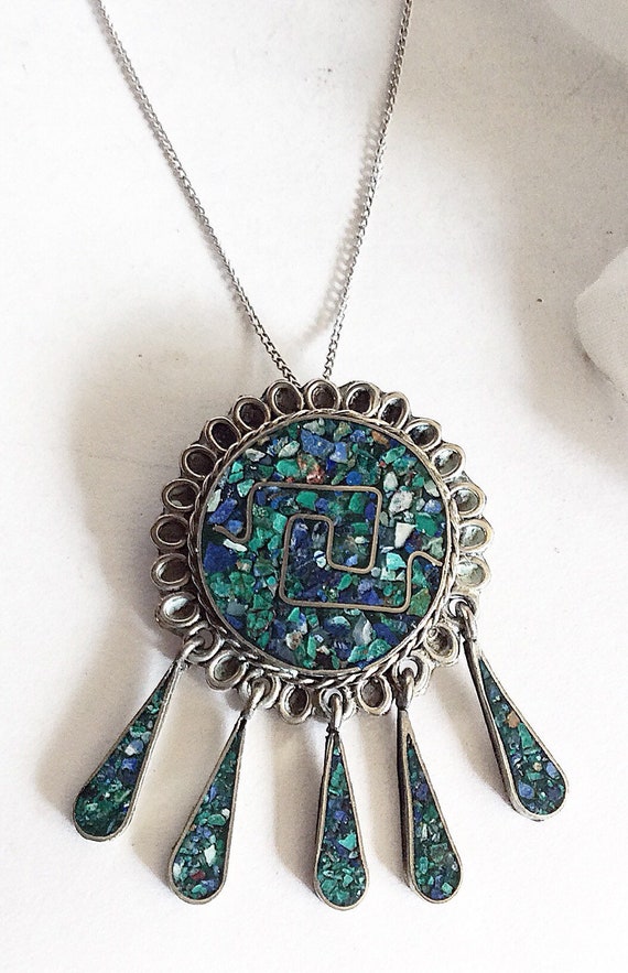 Turquoise Gift For Her, Turquoise Pendant, Crushed