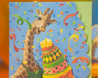 Giraffe 3D Birthday Card 5"x7"