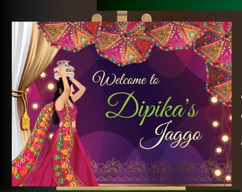 Welcome to Jaggo & Jago poster, Maiyan Welcome Signs as Jago sign, Punjabi Jaggo signs as Jago party sign, Jaggo Welcome sign as Jaggo signs