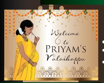 Seemantham welcome signs in godh bharai decor, seemantham decor as baby shower welcome signs indian, valaikaappu sreemantham welcome boards