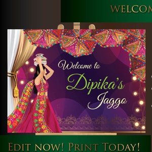 Welcome to Jaggo & Jago poster, Maiyan Welcome Signs as Jago sign, Punjabi Jaggo signs as Jago party sign, Jaggo Welcome sign as Jaggo signs