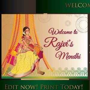 Welcome to mendhi signs, Mehndi welcome posters & Mendhi decor sign, Mehndi Signs as Mehndi poster, Mendhi Desi decor as Mehendi signs