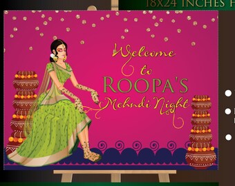 Mendhi wedding signs as Mehndi welcome signages, Henna party welcome signs & Mendhi welcome signs, Indian wedding posters as entry signages