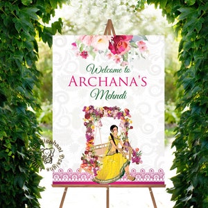 Mehndi welcome signs in posters for mendhi and sangeet, mehendi welcome signs & indian mehendi decorations, hindu wedding sign mehendhi