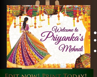 Mehndi welcome signs in posters for mendhi and sangeet, mehendi welcome signs & indian mehendi decorations, hindu wedding sign mehendhi