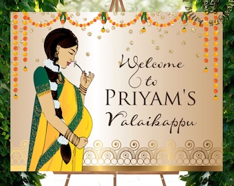 Seemantham sign in godh bharai welcome signs, seemantham decor & indian baby shower welcome signs, seemantham welcome sign, Godh Bharai sign