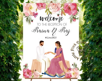 Signes de bienvenue de fiançailles du sud de l'Inde comme signes de bienvenue hindous, signe de mariage indien comme décor de mariage desi, signes de fiançailles dans l'accueil de roka