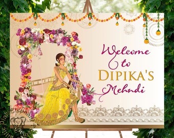 Mehndi welcome signs in posters for mendhi and sangeet, mehendi welcome signs & indian mehendi decorations, hindu wedding sign mehendhi