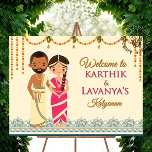 Tamil Welcome signs, South Indian Wedding Signs, Indian Welcome Tamil sign & Welcome South Indian sign as Welcome Telugu Wedding sign Indian