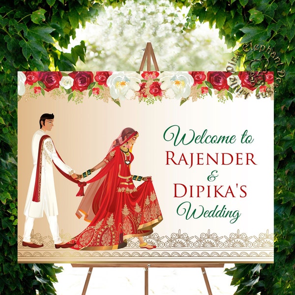 Indian Wedding Welcome signs in Hindu wedding signs, Indian Welcome signs & Hindu wedding welcome signs as Indian Wedding decor, Desi signs
