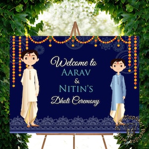 Letreros de ceremonia Dhoti como carteles de bienvenida a la ceremonia Dothi, letreros de bienvenida a la función Dhoti y decoración de la función Dothi, póster de la función Dhoti