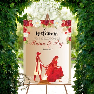 Indian wedding sign as Hindu wedding sign, Desi wedding sign & Indian wedding welcome sign, Hindu wedding welcome sign, Desi wedding signage
