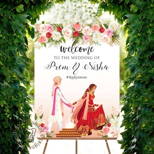 Indian Wedding Welcome signs in Hindu wedding signs, Indian Welcome signs & Hindu wedding welcome signs as Indian Wedding decor, Desi signs