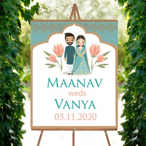 Indian wedding signs as welcome sign indian, Hindu wedding welcome signs & desi wedding signs, Indian wedding signs as Hindu wedding decor