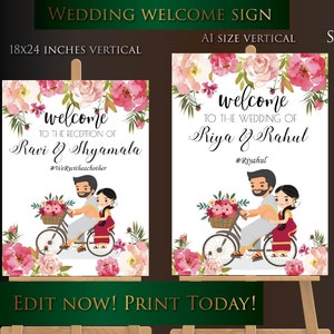 South Indian wedding welcome signs as Tamil wedding signages, Telugu wedding posters & Tamil entry welcome signs, South Indian welcome signs