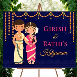 Kalyanam Welcome signs, Indian Welcome Tamil sign & Welcome South Indian signs as Welcome Telugu Wedding signs, South Indian Wedding Signs