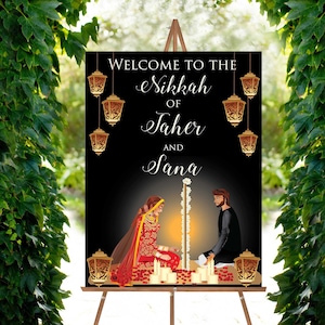 Nikaah sign as Muslim wedding welcome signs, Nikkah signs & welcome to nikaah posters, Muslim wedding signs as Nikah entry welcome signages