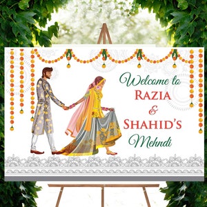 Muslim mehndi signs as Desi wedding signages, Indian wedding welcome signs & Mendhi welcome signs, Mehendi welcome signages as Indian decor