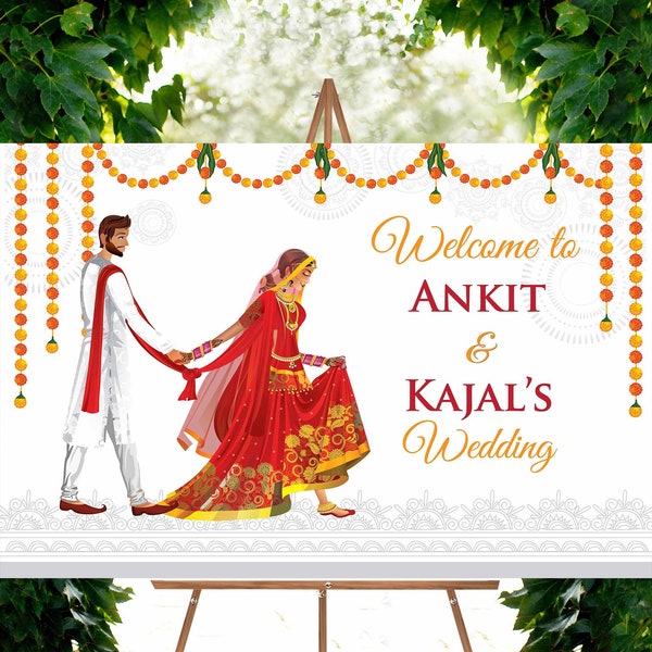 Hindu wedding sign as Indian wedding welcome signs, Indian welcome sign as Desi wedding decor, shade poster, indian wedding signs, digital