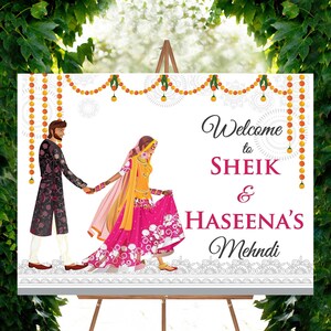 Mehndi welcome sign wedding welcome sign Mehndi decor Henna welcome sign mendhi wedding sign Indian wedding mehndi sign 32321