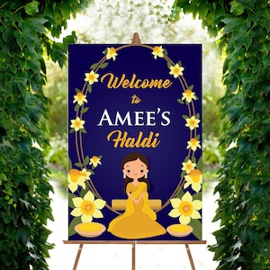 Haldi Welcome Signs & Wedding Haldi signs, Haldi decor as Pithi, Welcome to Haldi Signs as Pithi signages, Haldi posters as Vidhi welcome