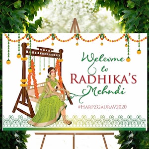 Mehndi welcome sign in mehendi signs, mendhi posters for entrance & mehndi welcome board, henna signs as indian wedding poster, Desi signs