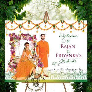 Mehendi Welcome Sign Digital | Henna Night Decor | DIY Printable Mehndi Board | Editable Indian Wedding Sign | Instant Download
