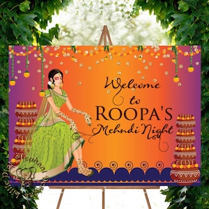 Mehndi signs in Mehendi welcome signs, welcome to Maiyan signs & Mendhi welcome signs, Indian wedding welcome signs for entrance, desi sign