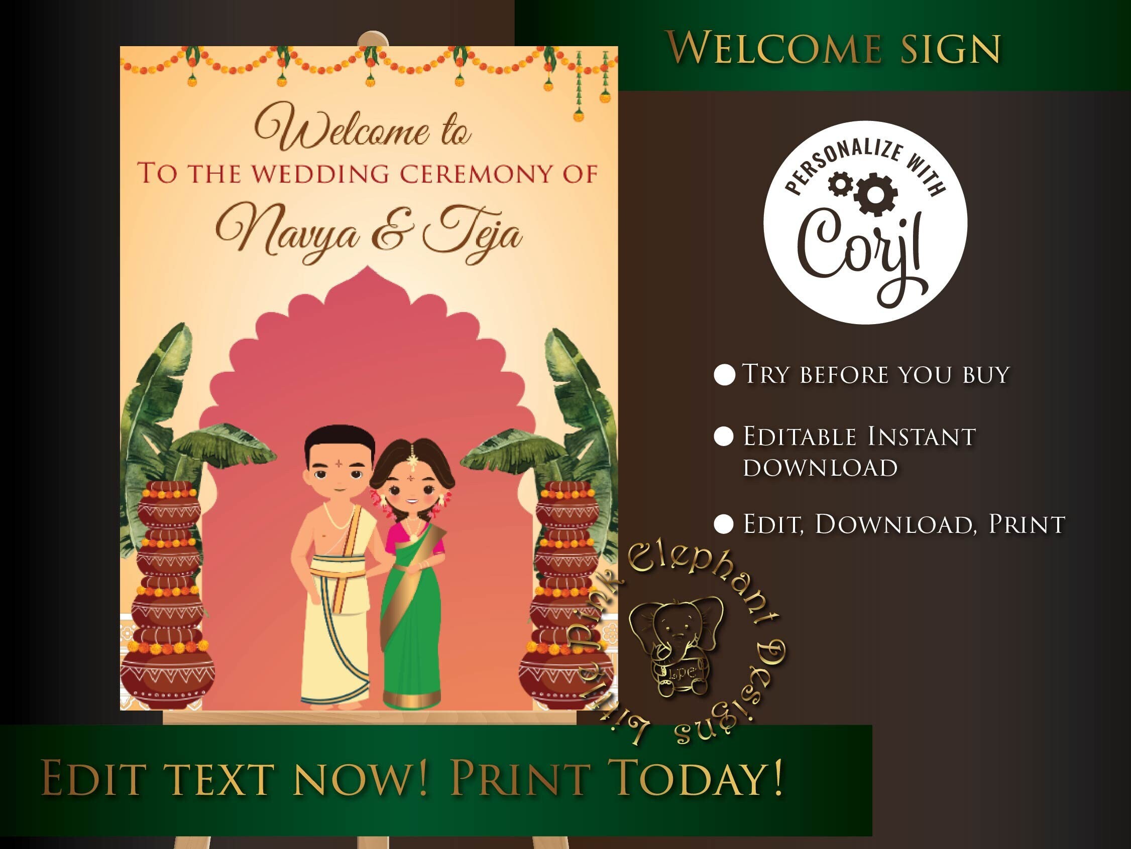 Telugu Wedding Welcome Sign as Telugu Wedding Signages South -  Norway