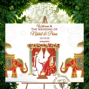 Indian wedding sign in Hindu wedding signs, Indian wedding welcome signs as Hindu wedding welcome signs, Desi signs for wedding decor, signs