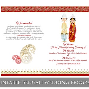 Bengaals trouwprogrammaboekje als hindoeïstische infographic ceremonieprogramma's, Indiase trouwprogrammaboekjes en Bengaalse huwelijksceremoniegidsen