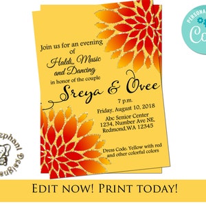 Invitations Haldi dans un modèle d'invitation indien modifiable, invitations Pithi et invitations de mariage Desi, invitations Haldi comme invitations Holud