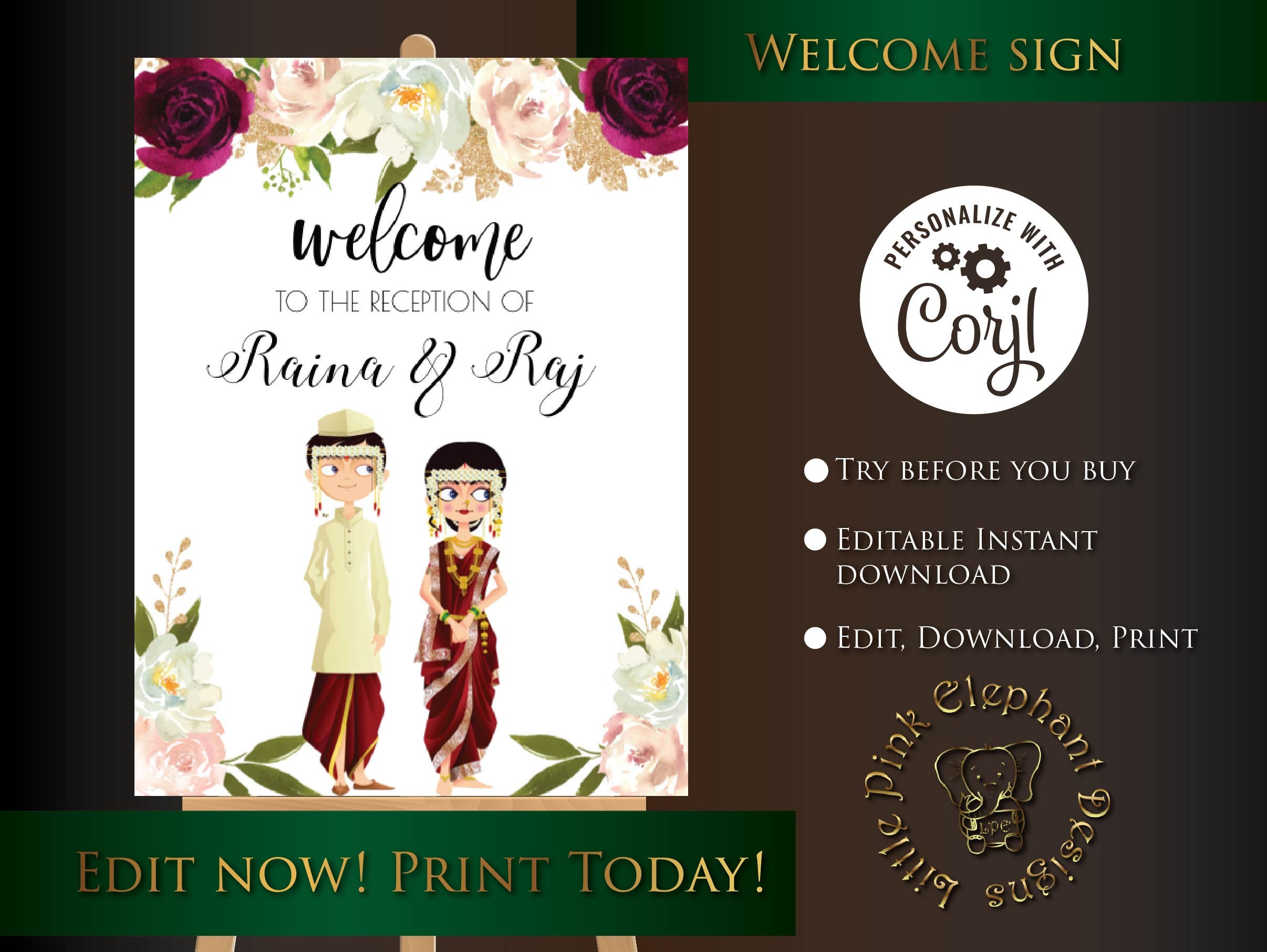 Marathi Wedding Sign as Marathi Wedding Welcome (Instant Download) 