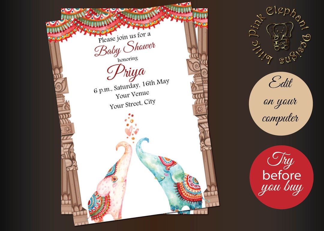 Baby Shower Invitation in Seemantham Invitation, Instant Download