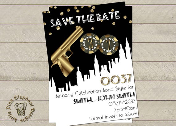 James Bond Party Invitation Bond Party Bond Birthday Invites Etsy