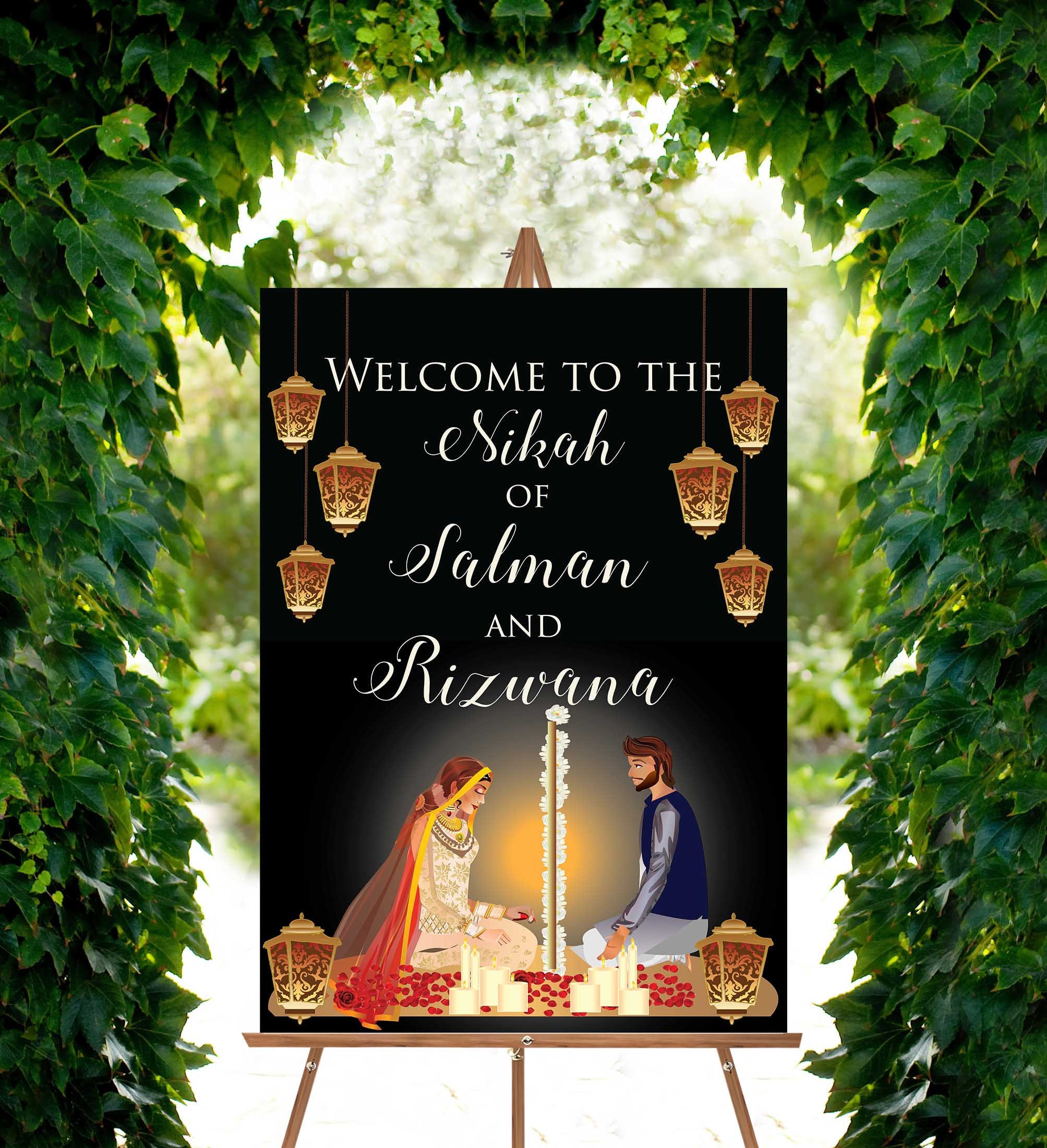 Nikah sign Nikah welcome sign Muslim wedding welcome sign | Etsy