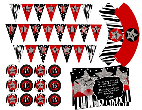 Hollywood Party Decorations Red Carpet Party Decorations Etsy
