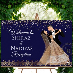 Señales de recepción indias como retratos de boda personalizados, señalización de bienvenida de boda y retratos de pareja, ilustración de retrato de boda, boda hindú