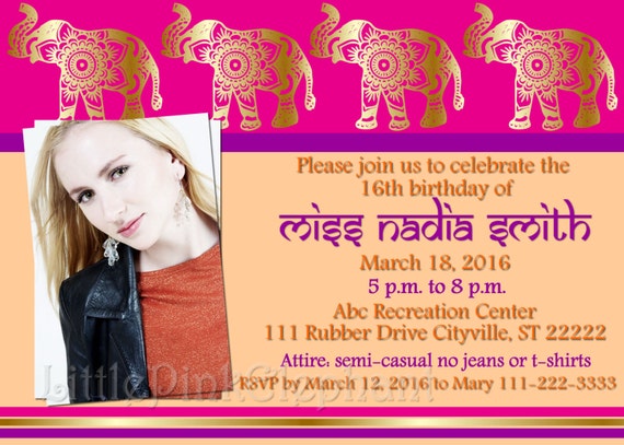 Indian Birthday Invitations Bollywood Party Invitations Etsy