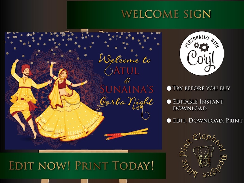 Garba Welcome Poster as Garba Welcome Signs Garba - Etsy