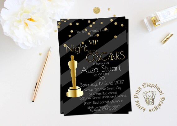 oscar party invitation oscar invitation academy awards etsy