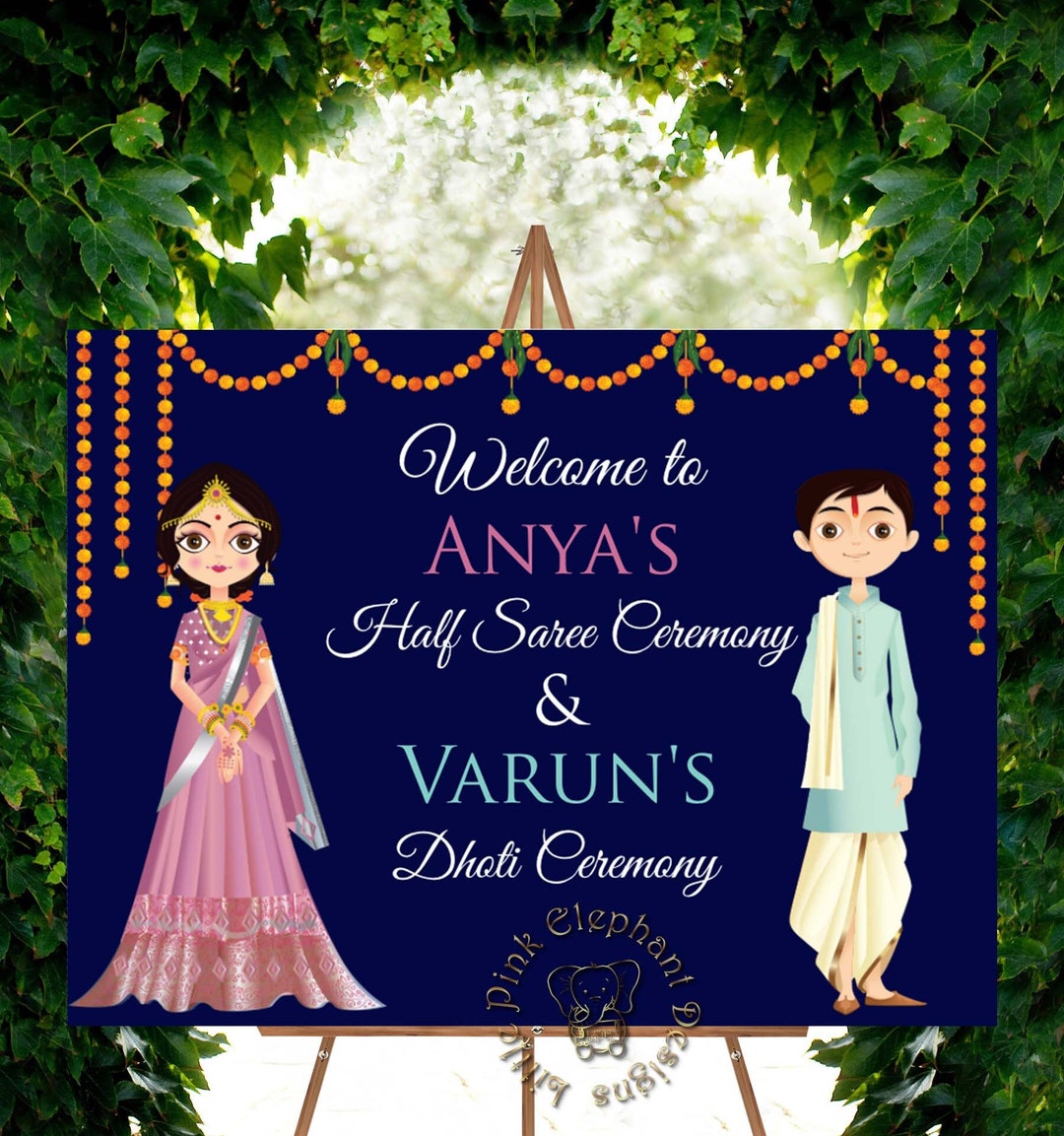 Half Saree Board and Dhoti Ceremony Sign, Half Saree