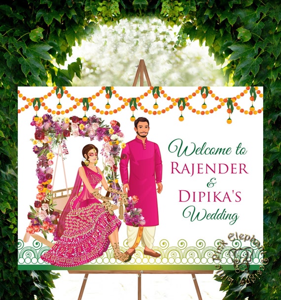 Mehndi Party Welcome Sign | Digital Henna Night Decor | DIY Printable Mehndi Sign | Indian Wedding Welcome Board