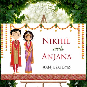 Telugu wedding welcome sign as Telugu wedding signages, South Indian wedding poster & welcome to wedding signages, South Indian wedding sign