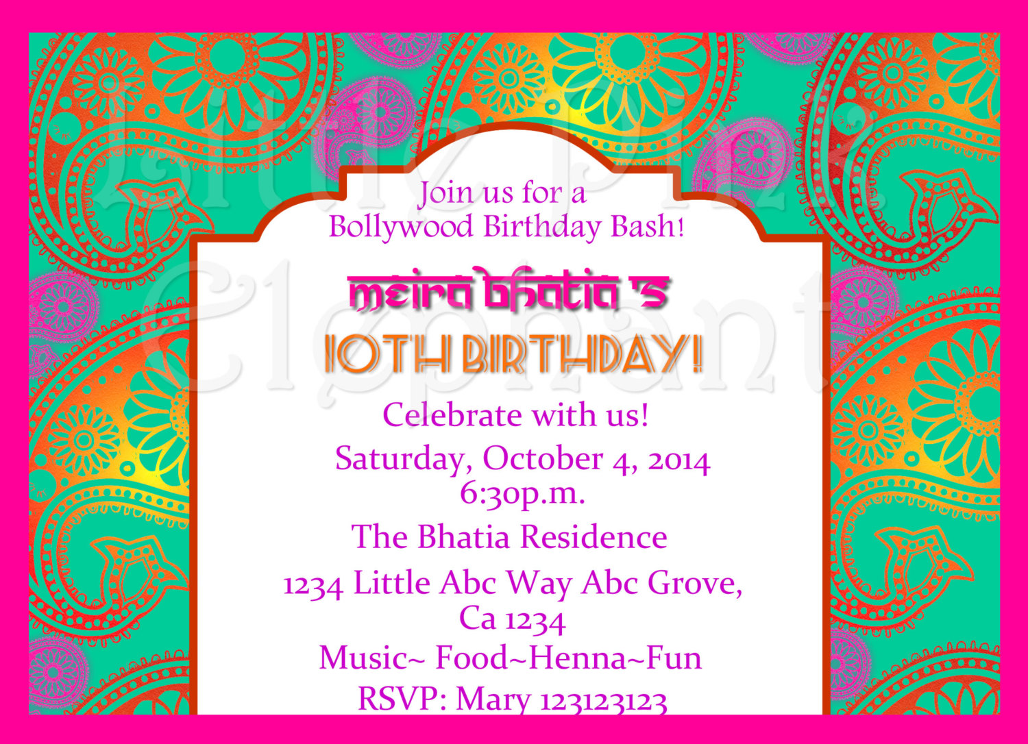 Indian Invitation Bollywood Invitations Bollywood Party Etsy