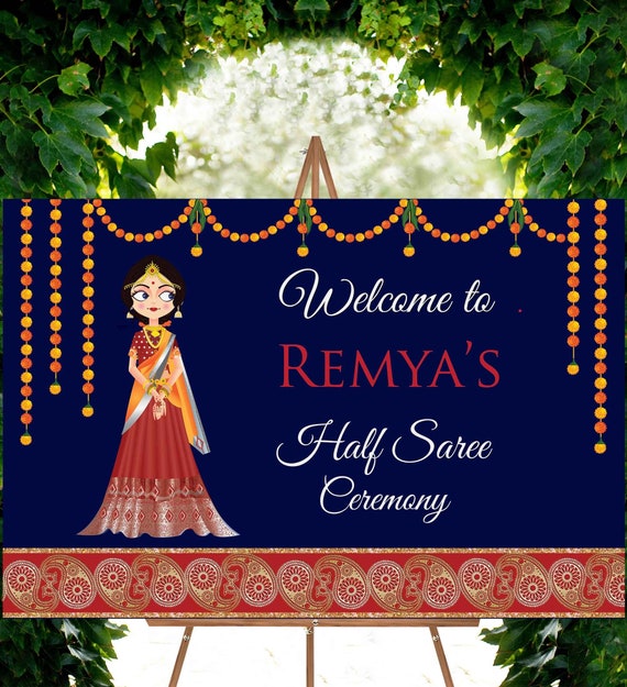 Half Saree Function Sign Half Sari Ceremony Welcome Sign Etsy Norway