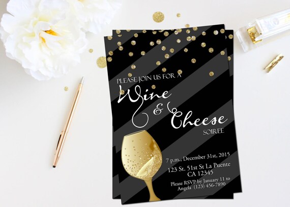 Wine and Cheese Party Invitation Printable Social Diy Invites | Etsy